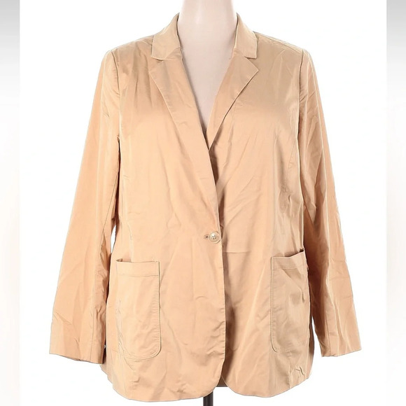 Lane Bryant Tan Ginger Root  Silky Chino Boyfriend Blazer Jacket Plus Size 20 - Picture 4 of 8